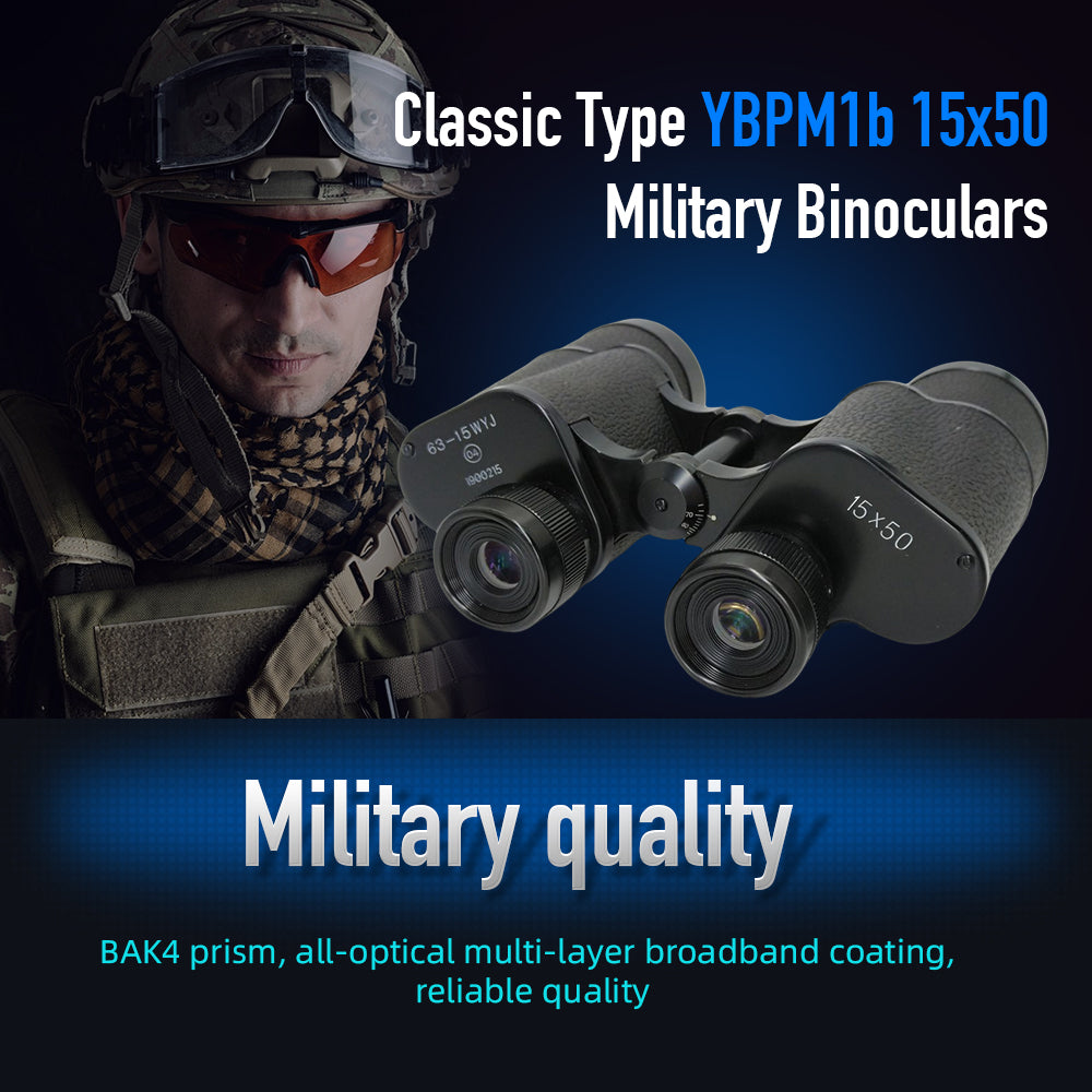 YBPM1b 15x50 IPX7 Waterproof High Power binoculars Metal Body BAK4 Prism outdoor hunting