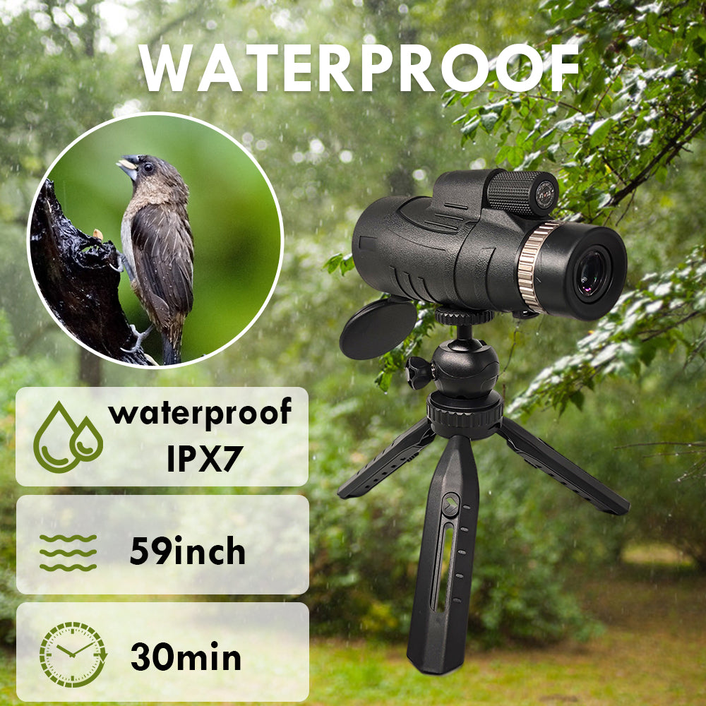 Hot Sell Waterproof HD 12X50 Monocular Telescope with Phone Adapter Tripod Superior for Bird Watching Hunting